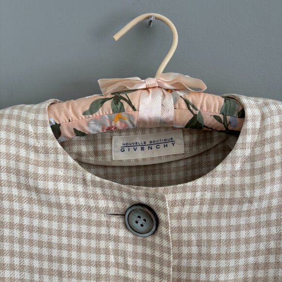 Vintage Givenchy Beige & Sand Gingham Cropped Jacket - Picture 5 of 13